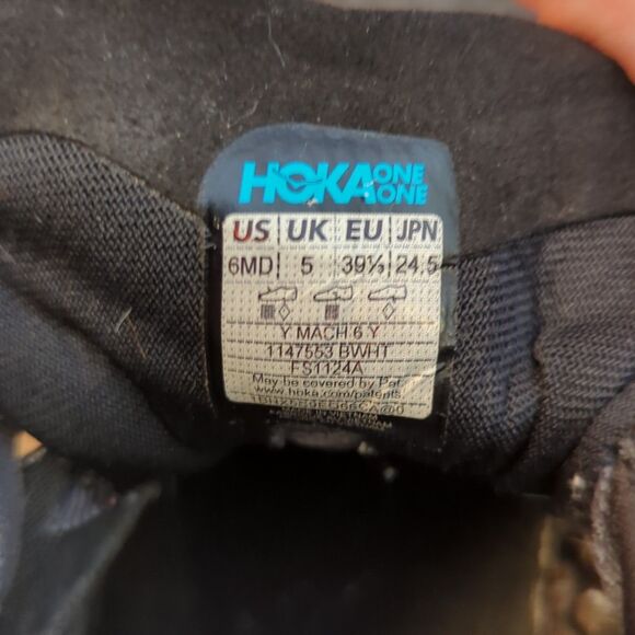 Hoka One One Mach 6 Running Shoes Sneakers Mens 6MD Black White 1147553 - Picture 7 of 7